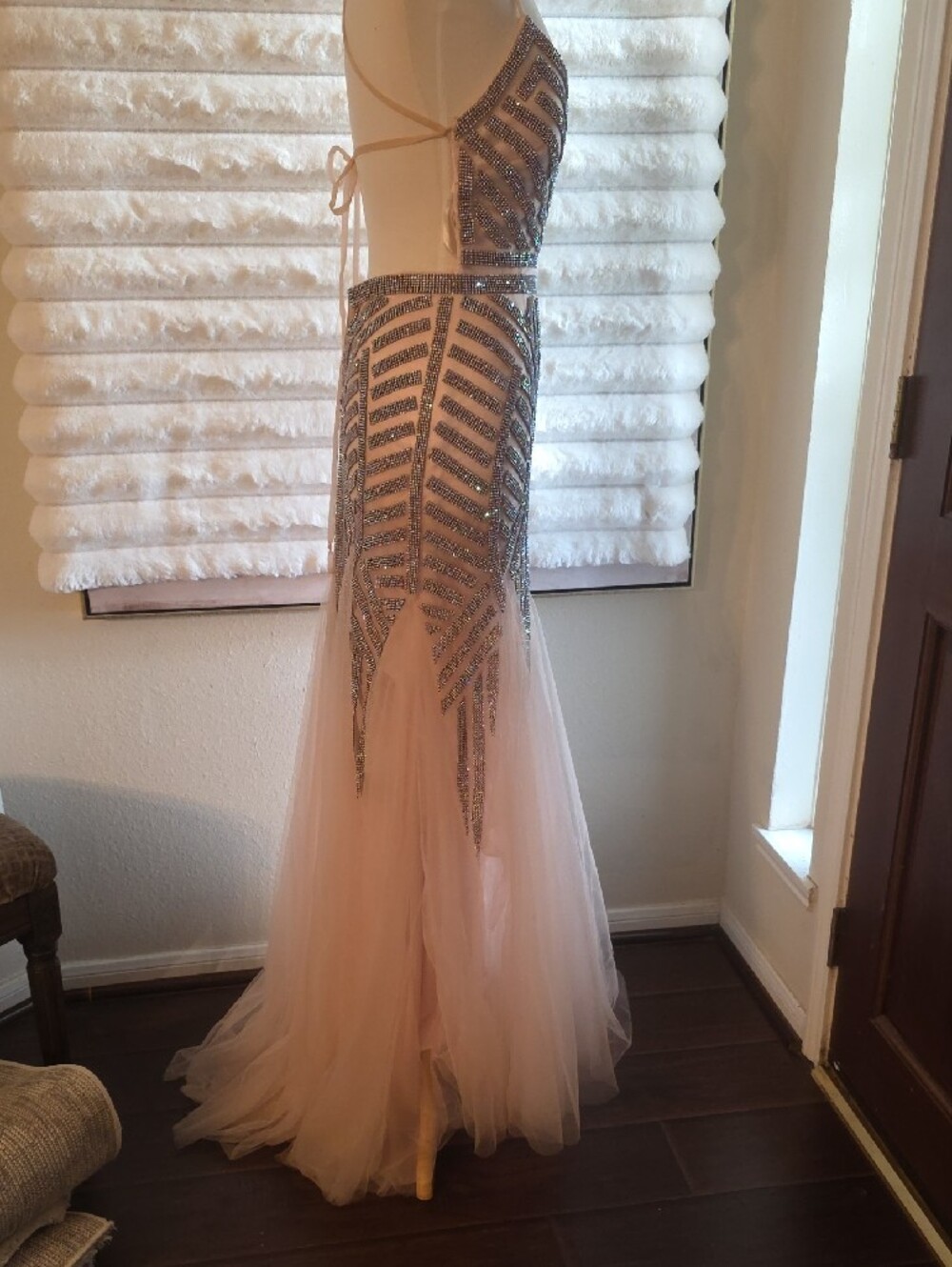 Alyce Paris Blush Pink Beaded Mermaid Prom Dress - Picture 4 of 9